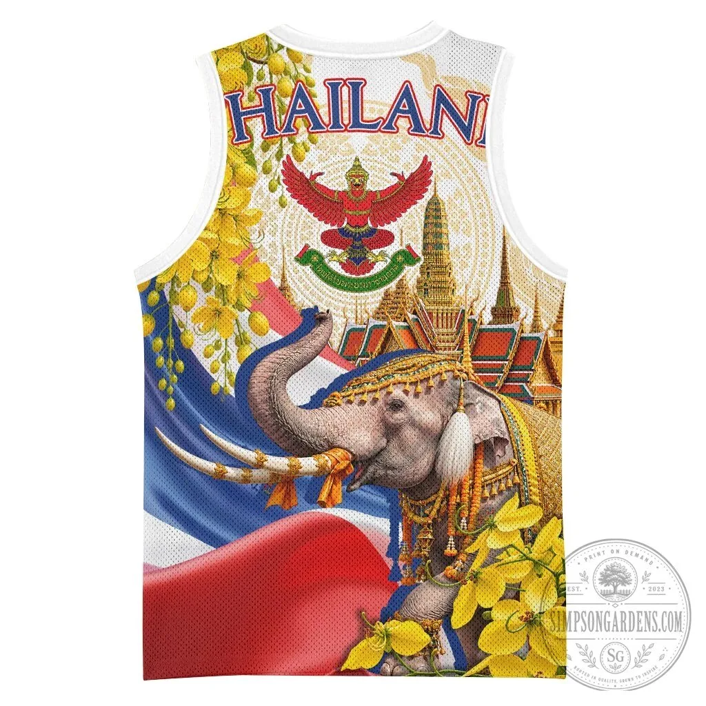 Golden Buddha Elephant Thailand Flag Yellow Flowers Basketball Jersey 11 Golden Buddha Elephant Thailand Flag Yellow Flowers Basketball Jersey
