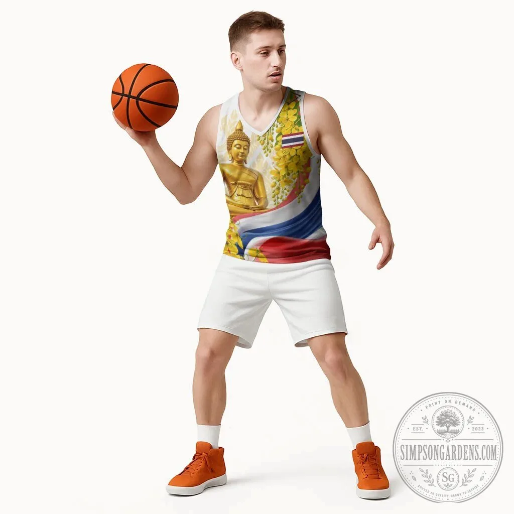 Golden Buddha Elephant Thailand Flag Yellow Flowers Basketball Jersey 13 Golden Buddha Elephant Thailand Flag Yellow Flowers Basketball Jersey