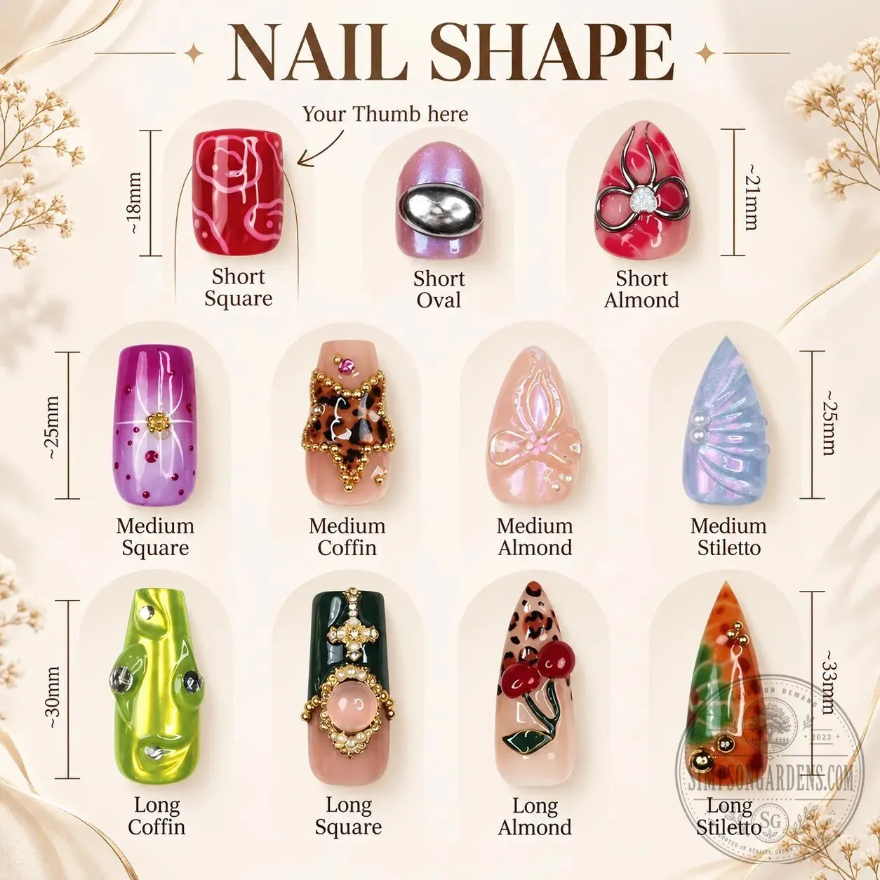 In-N-Out Burger California Style Palm Trees Press-On Nails Set 15 In-N-Out Burger California Style Palm Trees Press-On Nails Set