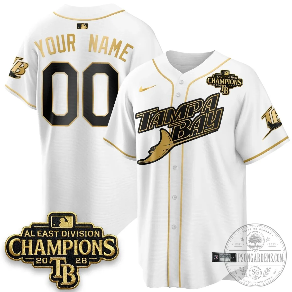 2026 Gold Edition Jersey for AL East Division Champions - Tampa Bay Rays 10 2026 Gold Edition Jersey for AL East Division Champions - Tampa Bay Rays