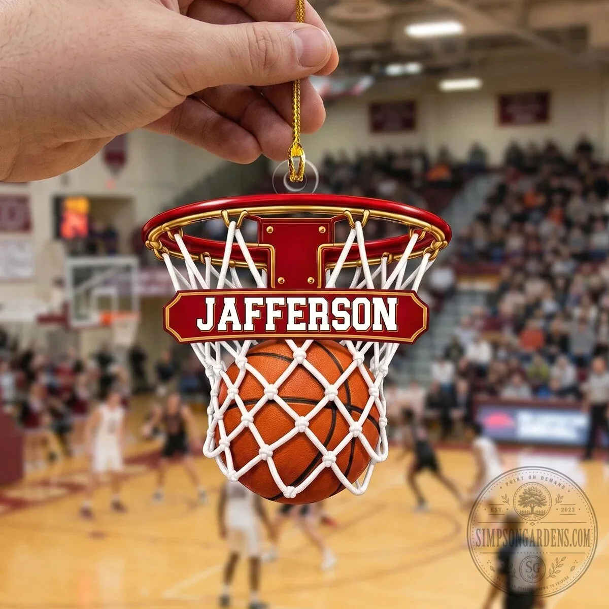 Personalized Basketball Hoop Christmas Ornament with Custom Name and Ball-In-Net Design 13 Personalized Basketball Hoop Christmas Ornament with Custom Name and Ball-In-Net Design