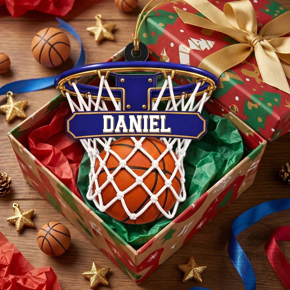 Personalized Basketball Hoop Christmas Ornament with Custom Name and Ball-In-Net Design 14 Personalized Basketball Hoop Christmas Ornament with Custom Name and Ball-In-Net Design