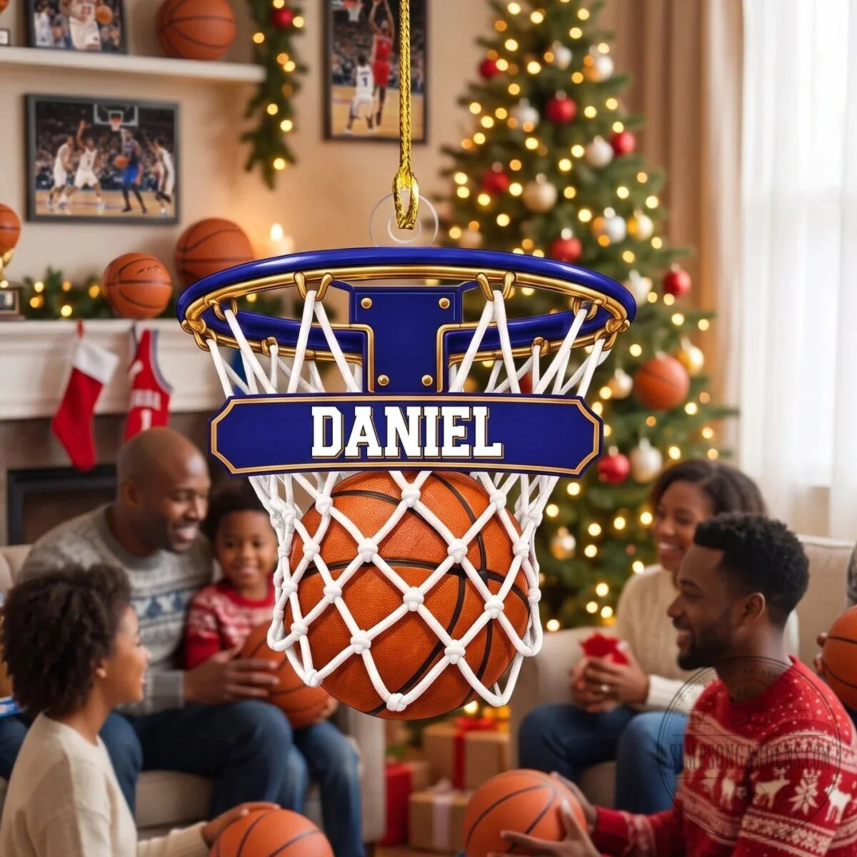 Personalized Basketball Hoop Christmas Ornament with Custom Name and Ball-In-Net Design 15 Personalized Basketball Hoop Christmas Ornament with Custom Name and Ball-In-Net Design