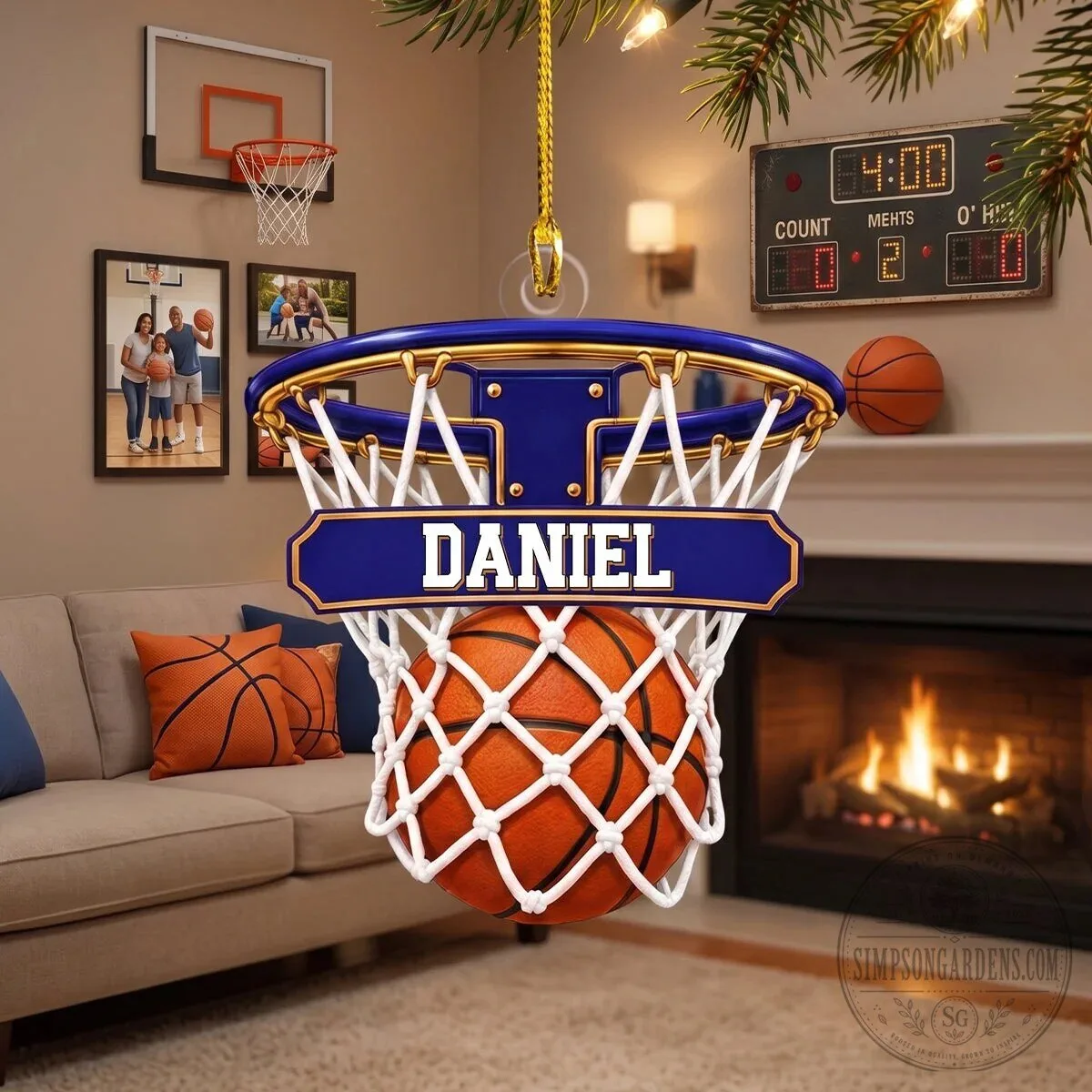 Personalized Basketball Hoop Christmas Ornament with Custom Name and Ball-In-Net Design 16 Personalized Basketball Hoop Christmas Ornament with Custom Name and Ball-In-Net Design