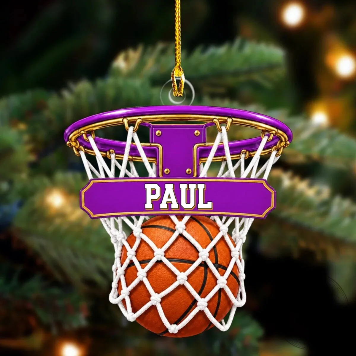 Personalized Basketball Hoop Christmas Ornament with Custom Name and Ball-In-Net Design 17 Personalized Basketball Hoop Christmas Ornament with Custom Name and Ball-In-Net Design