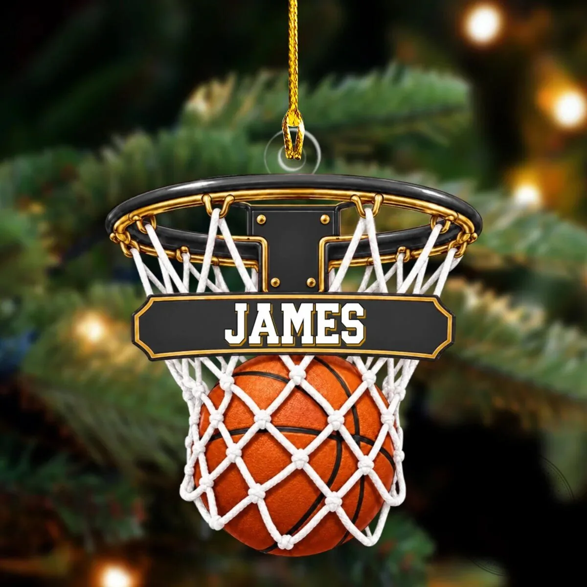 Personalized Basketball Hoop Christmas Ornament with Custom Name and Ball-In-Net Design 18 Personalized Basketball Hoop Christmas Ornament with Custom Name and Ball-In-Net Design