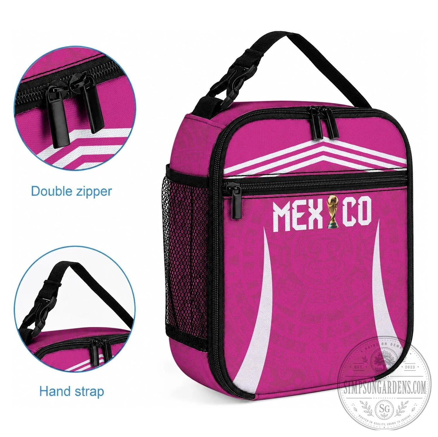 Mexico National Football Team Pink Insulated Lunch Bag with Golden Eagle 8 Mexico National Football Team Pink Insulated Lunch Bag with Golden Eagle