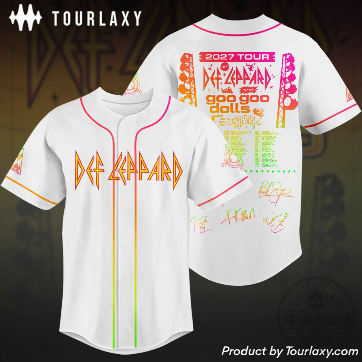 Def Leppard and Goo Goo Dolls 2027 Tour Baseball Jersey with Signatures 5 Def Leppard and Goo Goo Dolls 2027 Tour Baseball Jersey with Signatures