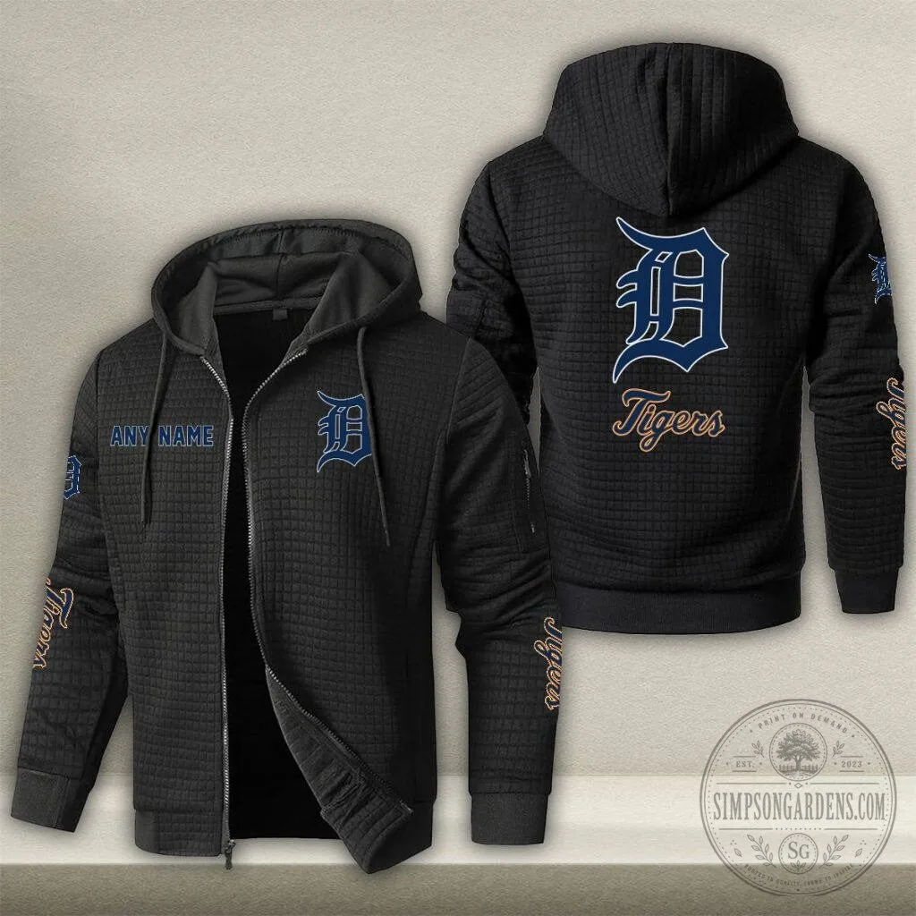 Detroit Tigers Personalized Name Waffle Knit Full Zip Hoodie Jacket 1 Detroit Tigers Personalized Name Waffle Knit Full Zip Hoodie Jacket
