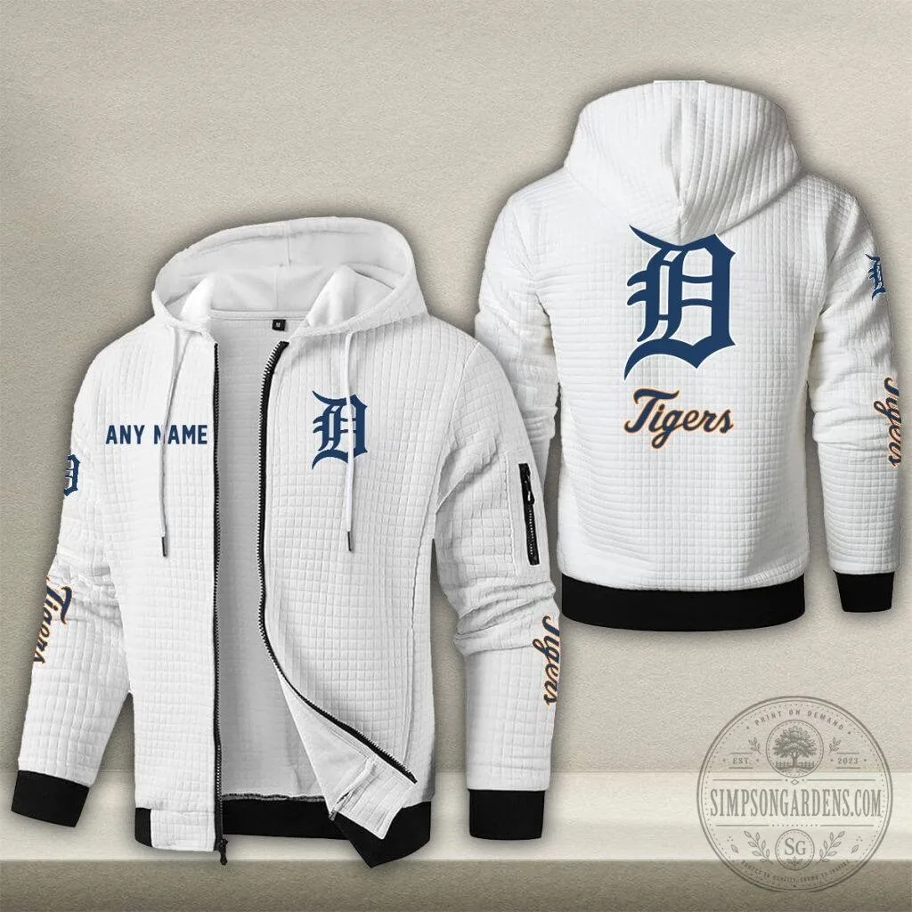 Detroit Tigers Personalized Name Waffle Knit Full Zip Hoodie Jacket 12 Detroit Tigers Personalized Name Waffle Knit Full Zip Hoodie Jacket