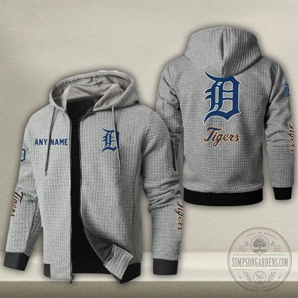 Detroit Tigers Personalized Name Waffle Knit Full Zip Hoodie Jacket 13 Detroit Tigers Personalized Name Waffle Knit Full Zip Hoodie Jacket