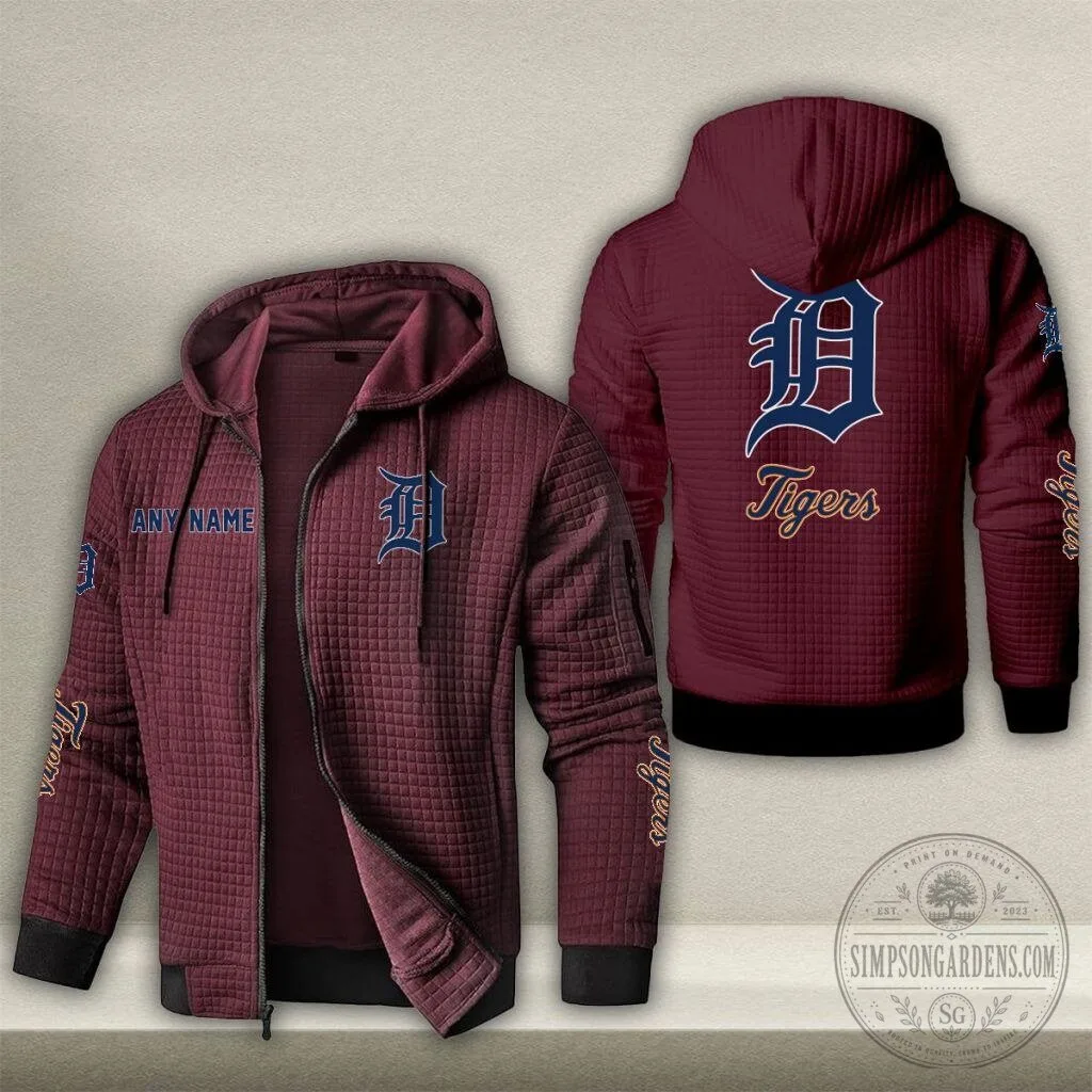Detroit Tigers Personalized Name Waffle Knit Full Zip Hoodie Jacket 14 Detroit Tigers Personalized Name Waffle Knit Full Zip Hoodie Jacket