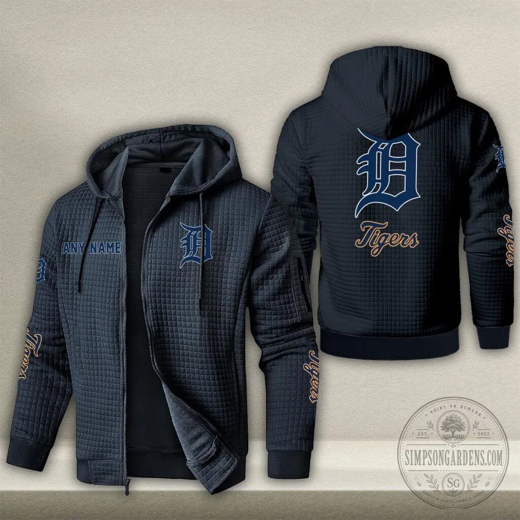 Detroit Tigers Personalized Name Waffle Knit Full Zip Hoodie Jacket 15 Detroit Tigers Personalized Name Waffle Knit Full Zip Hoodie Jacket