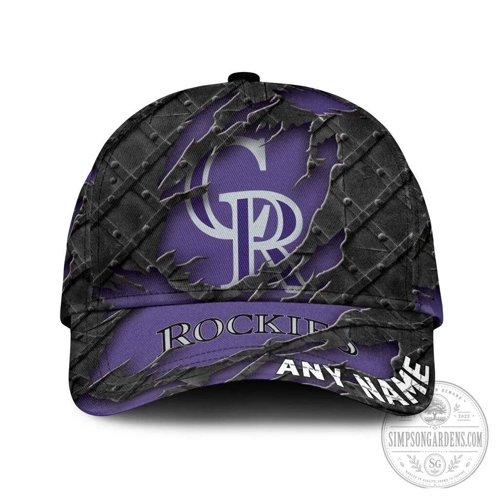 Colorado Rockies Personalized Name Black Metal Design Classic Cap Hat