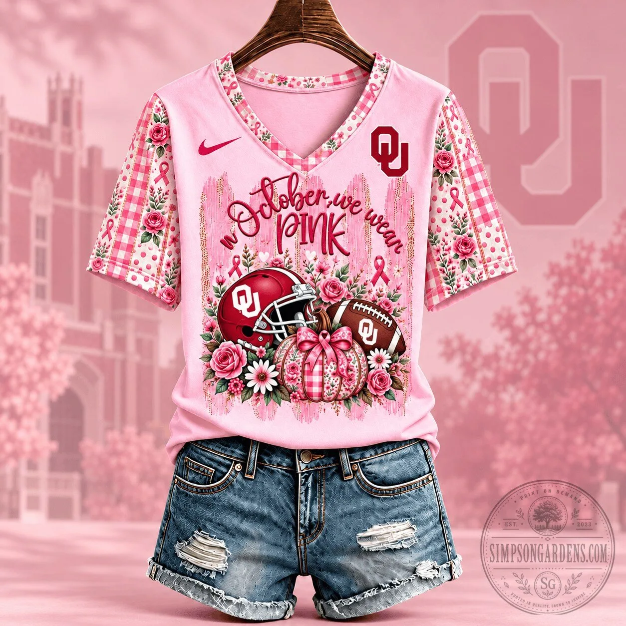Oklahoma Sooners In October We Wear Pink Breast Cancer Awareness T-Shirt