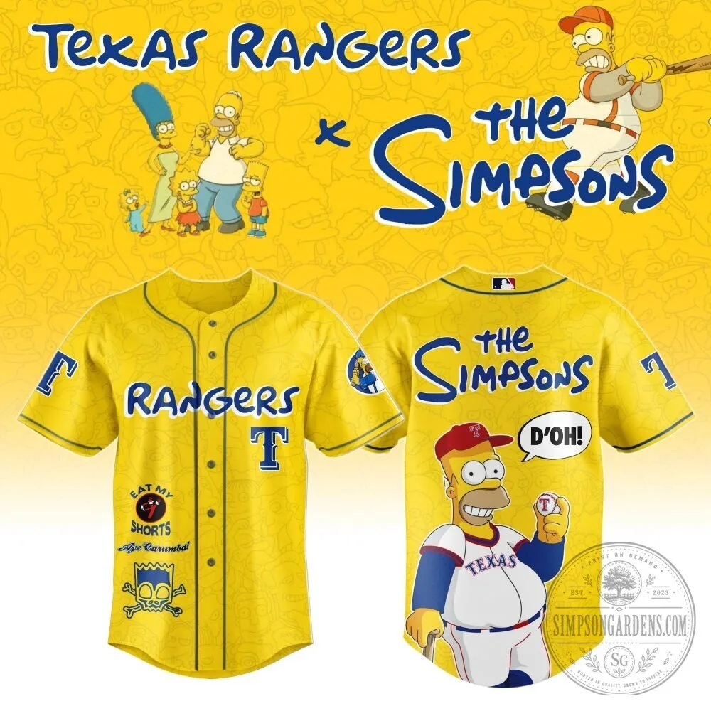Texas Rangers The Simpsons Homer Simpson Baseball Jersey
