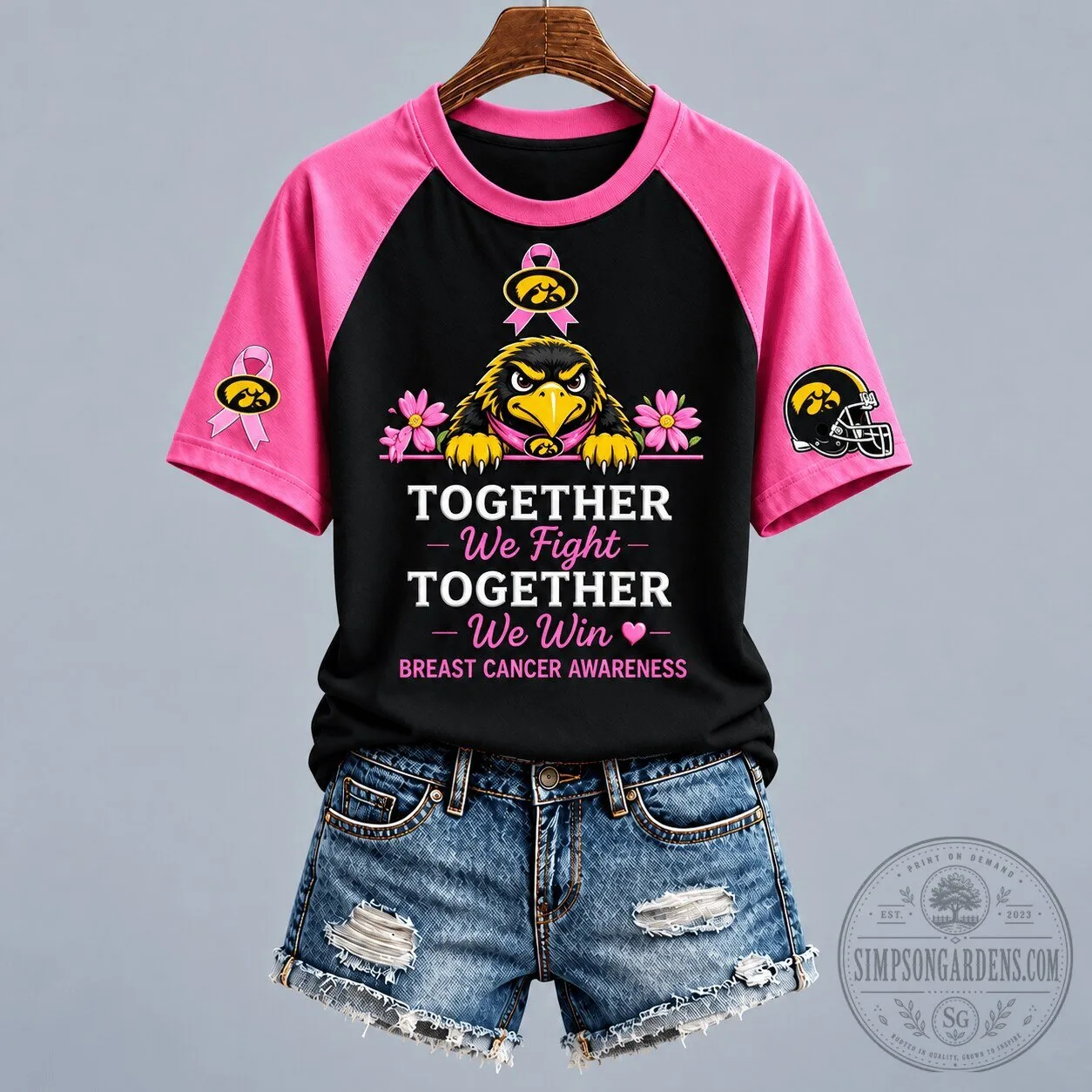 Iowa Hawkeyes Breast Cancer Awareness Together We Fight Together We Win T-Shirt 2 Iowa Hawkeyes Breast Cancer Awareness Together We Fight Together We Win T-Shirt