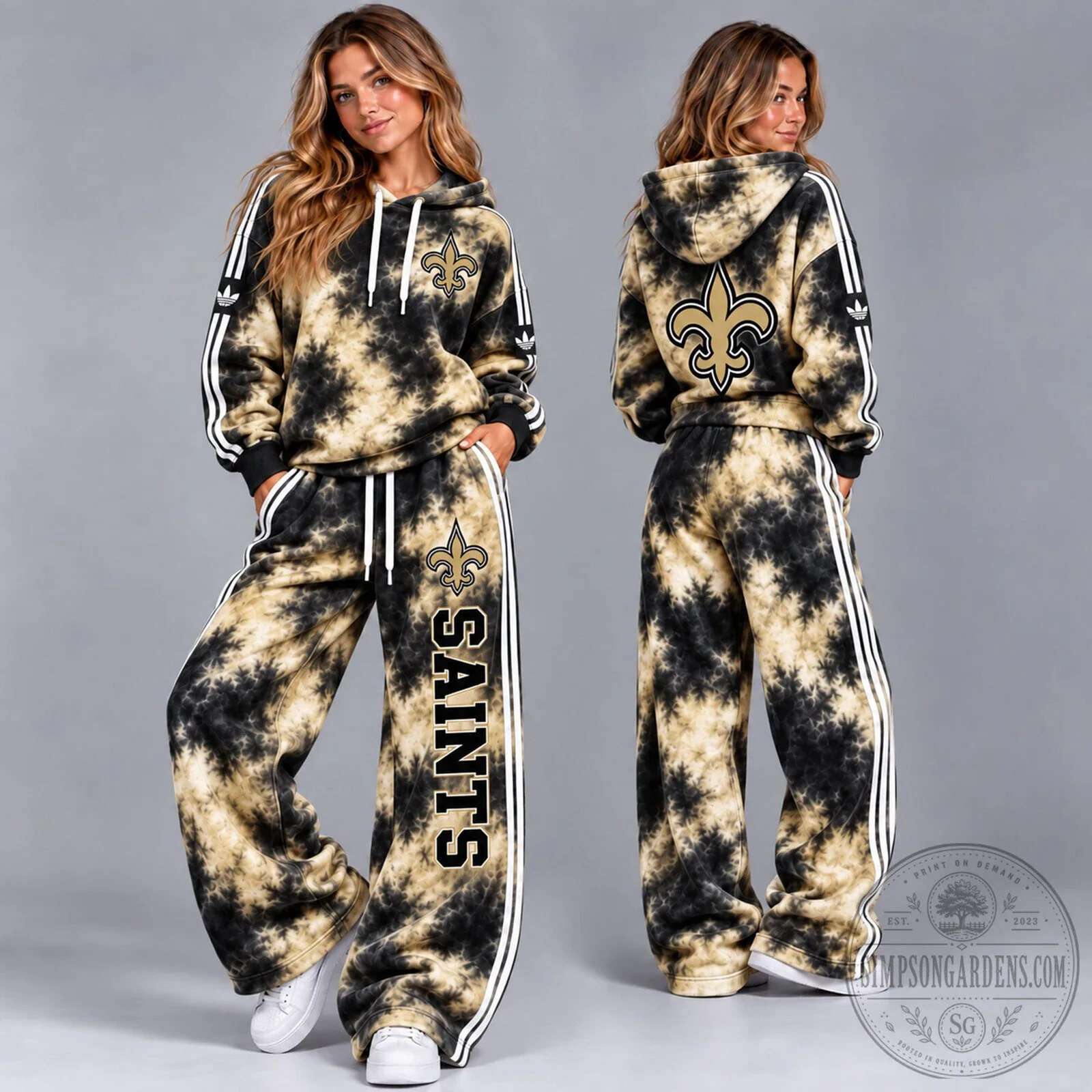 New Orleans Saints Tie-Dye Black and Gold NFL Hoodie for Women 7 New Orleans Saints Tie-Dye Black and Gold NFL Hoodie for Women