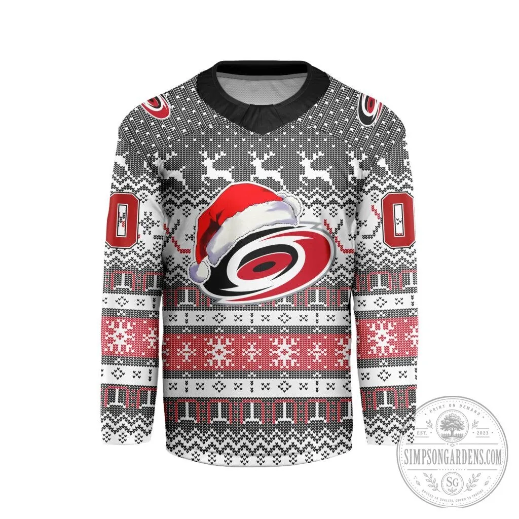 Carolina Hurricanes Christmas Ugly Sweater Style Hockey Jersey