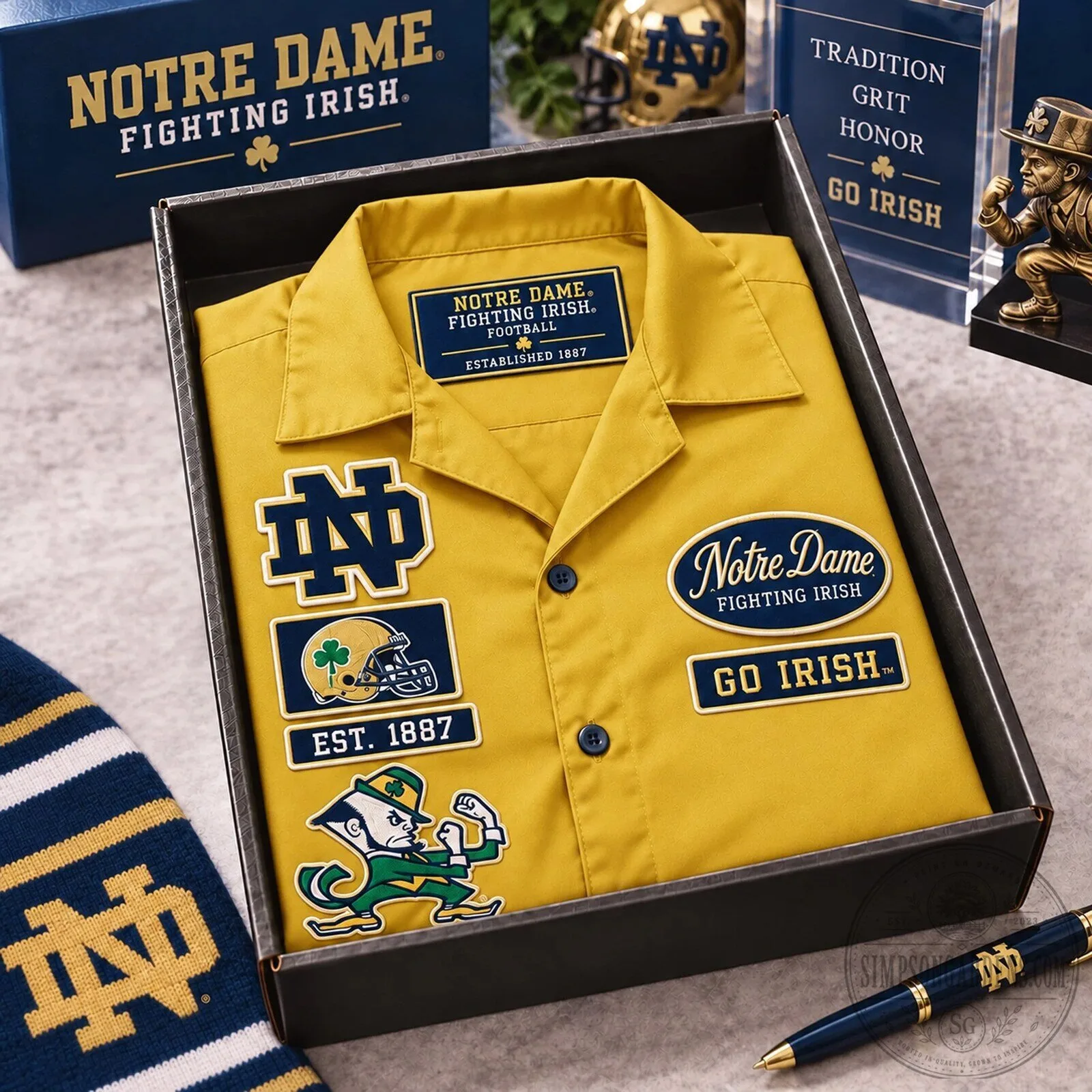 Notre Dame Fighting Irish College Football Team Logo Navy Blue Hawaiian Shirt 11 Notre Dame Fighting Irish College Football Team Logo Navy Blue Hawaiian Shirt