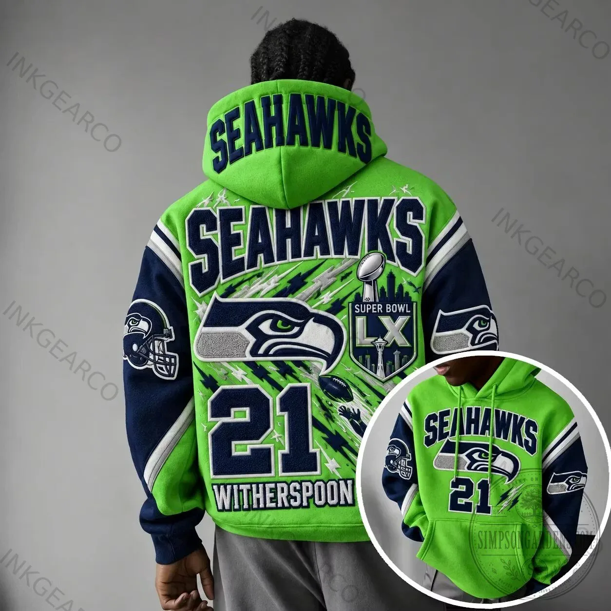Seattle Seahawks Super Bowl LX Football Team Green Hoodie 2 Seattle Seahawks Super Bowl LX Football Team Green Hoodie