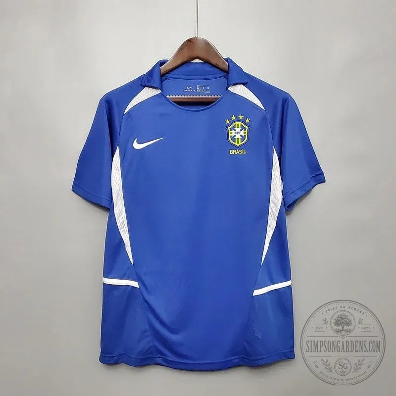 Brazil National Football Team 2002 Retro Blue Away Soccer Jersey