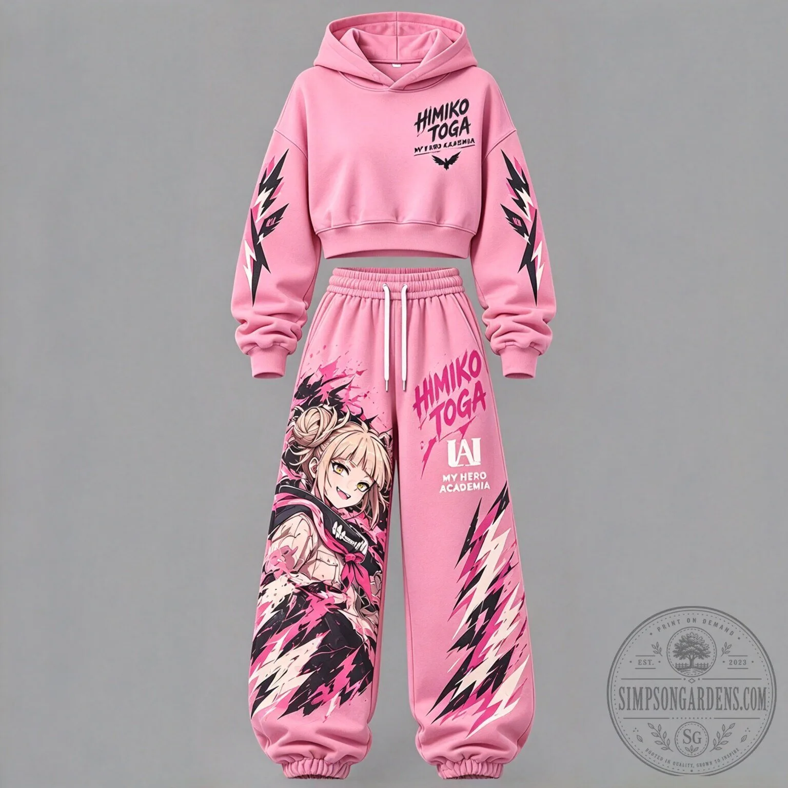 My Hero Academia Himiko Toga Anime Cropped Hoodie and Jogger Pants Set