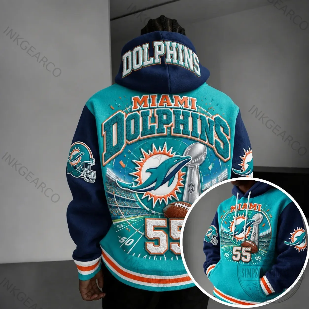 Miami Dolphins NFL Football Team Logo Super Bowl 55 Championship Hoodie