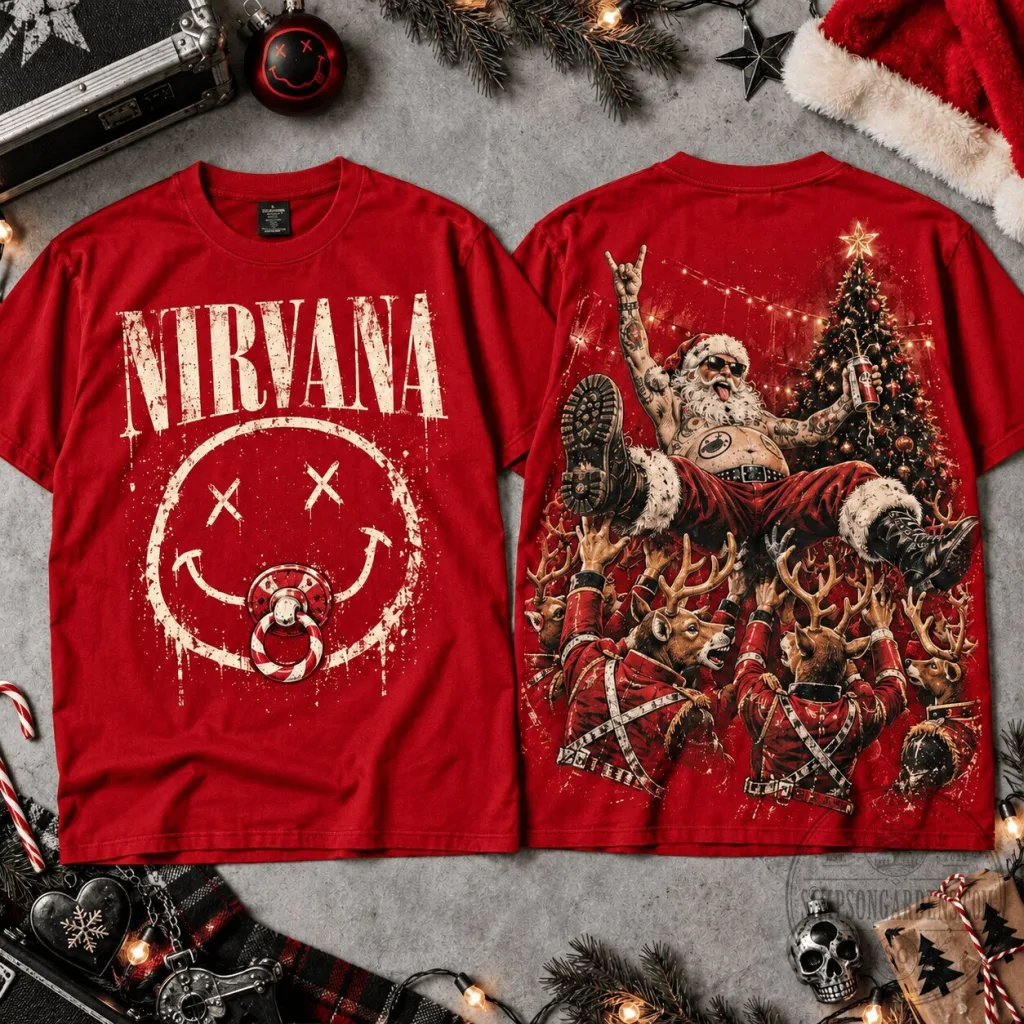 Nirvana Christmas Santa Gone Wild Mosh Pit Party T-Shirt Nirvana Christmas Santa Gone Wild Mosh Pit Party T-Shirt
