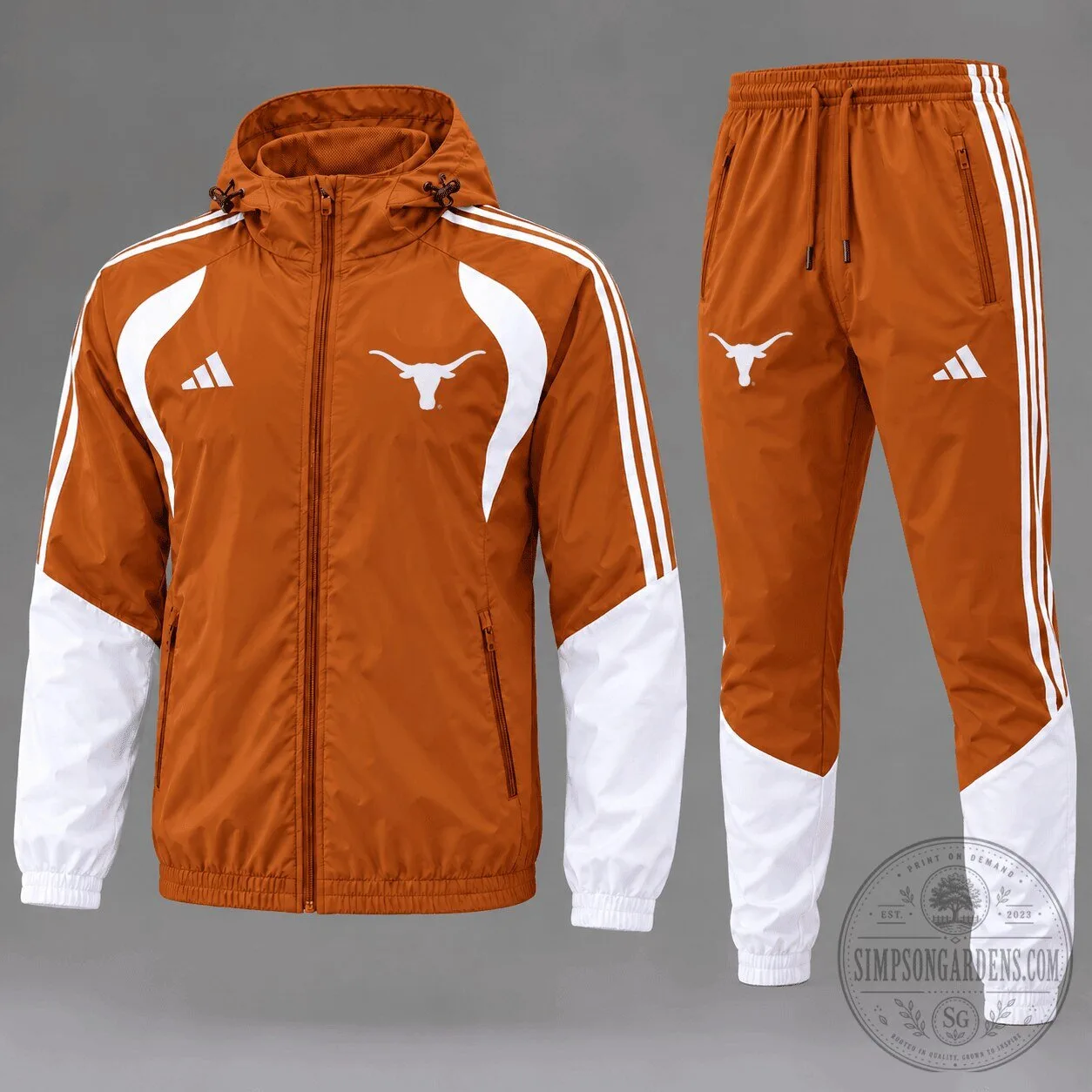 Texas Longhorns NCAA Game Day Varsity Stripe Tracksuit Set Hoodie and Pants