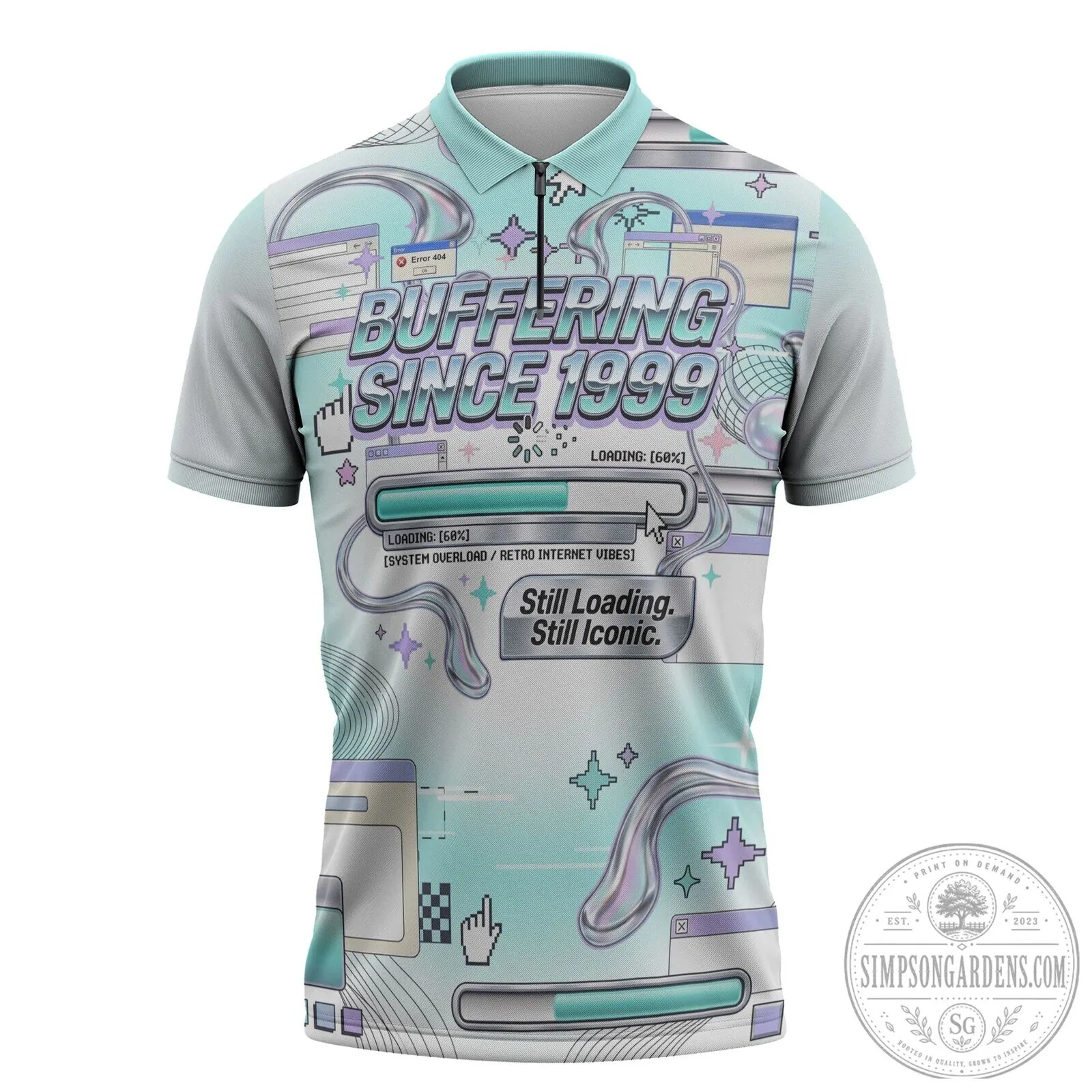 Buffering Since 1999 Retro Internet Vibes Polo Shirt