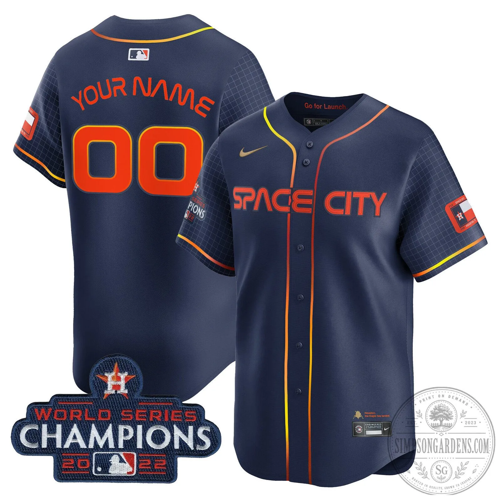 Houston Astros Space City 2022 World Series Champions Baseball Jersey