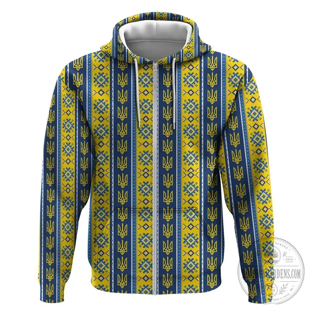 Ukrainian Trident Pattern Christmas Festive Hoodie