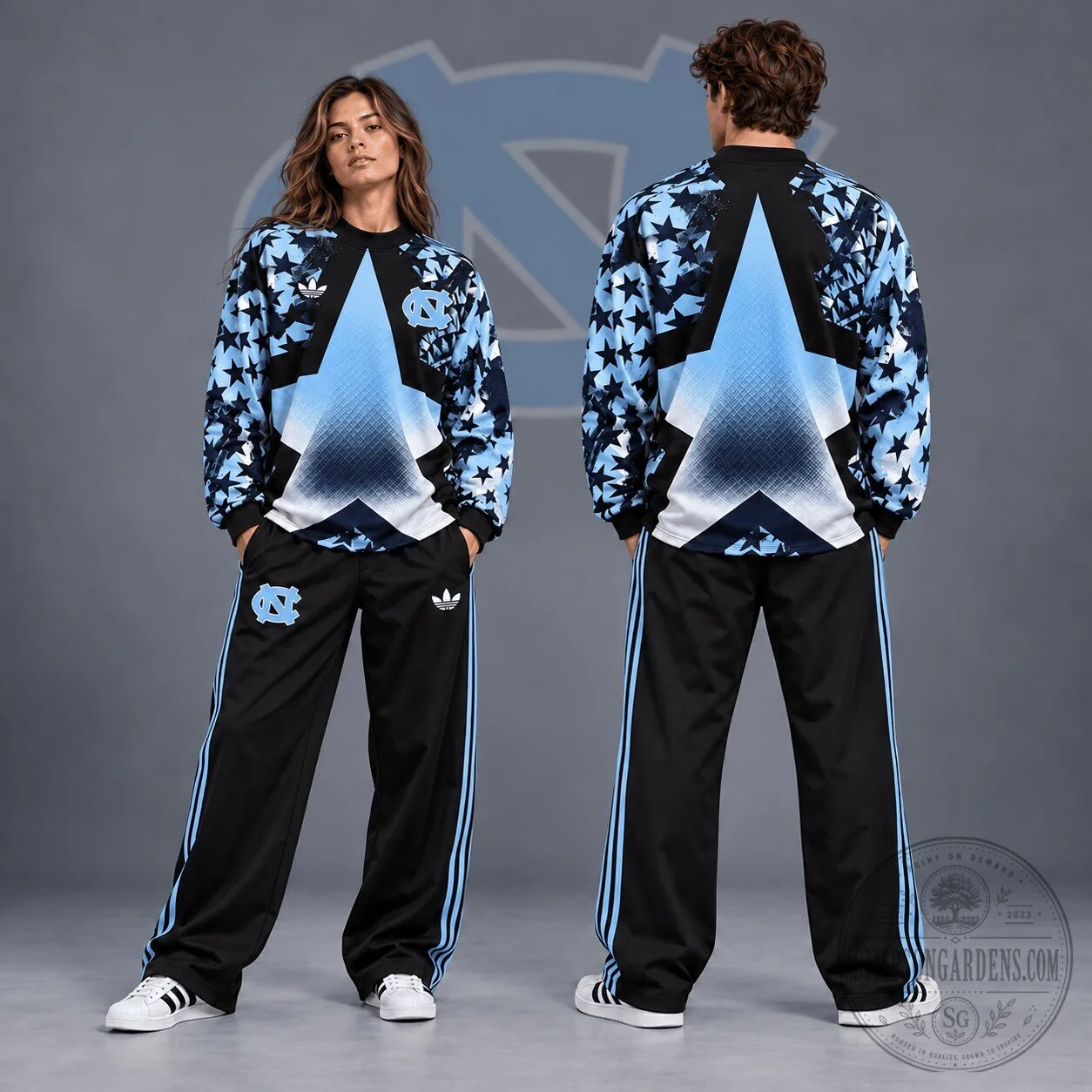 North Carolina Tar Heels Starburst Pattern Crewneck Sweatshirt