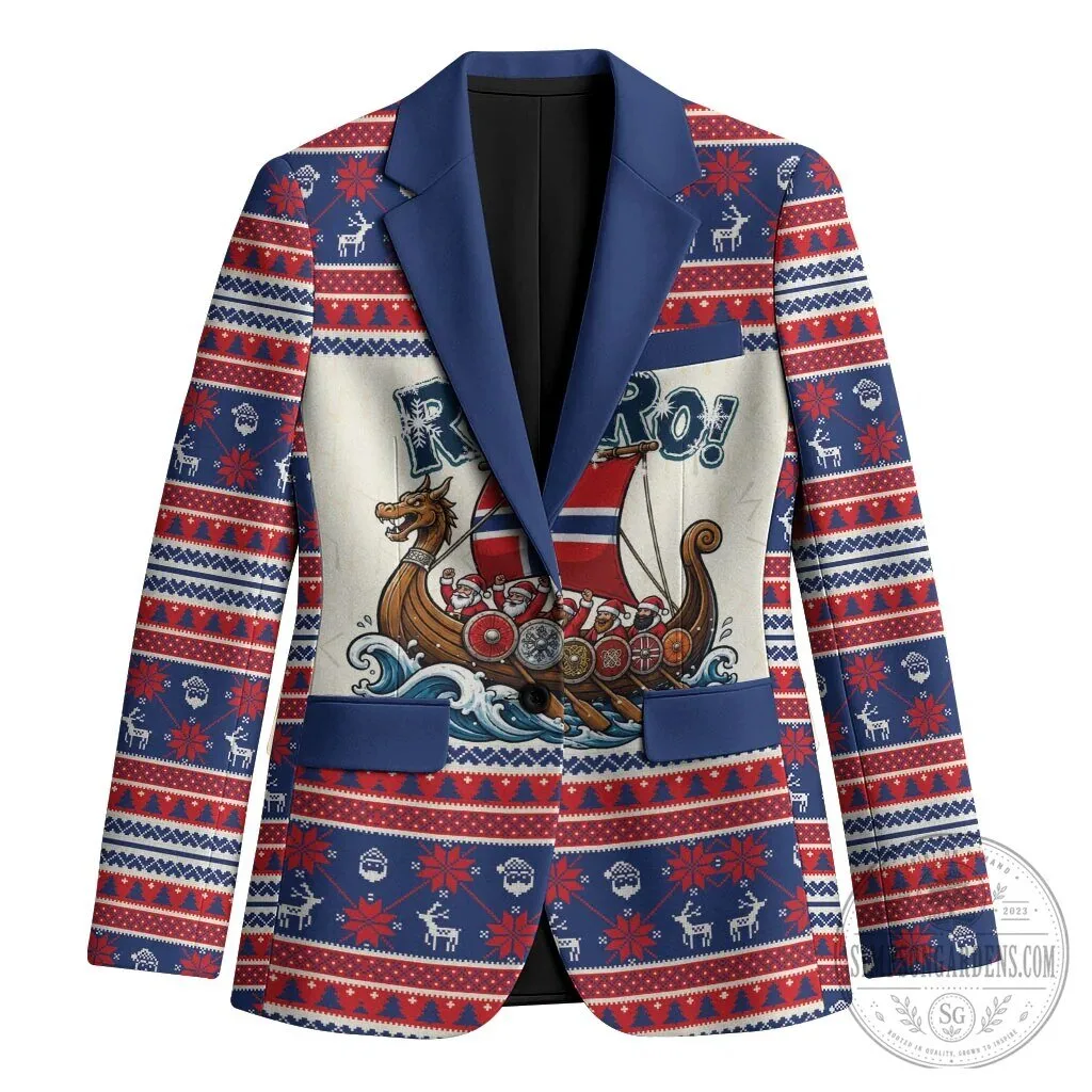Norway Christmas Viking Santa Claus Ugly Sweater Blazer