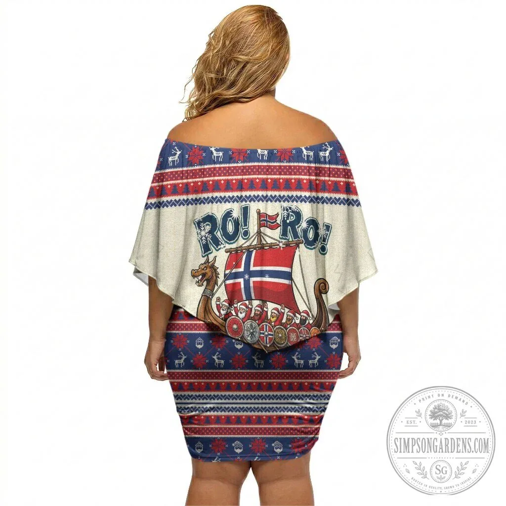 Norway Christmas Viking Santa Claus Off Shoulder Dress 3 Norway Christmas Viking Santa Claus Off Shoulder Dress