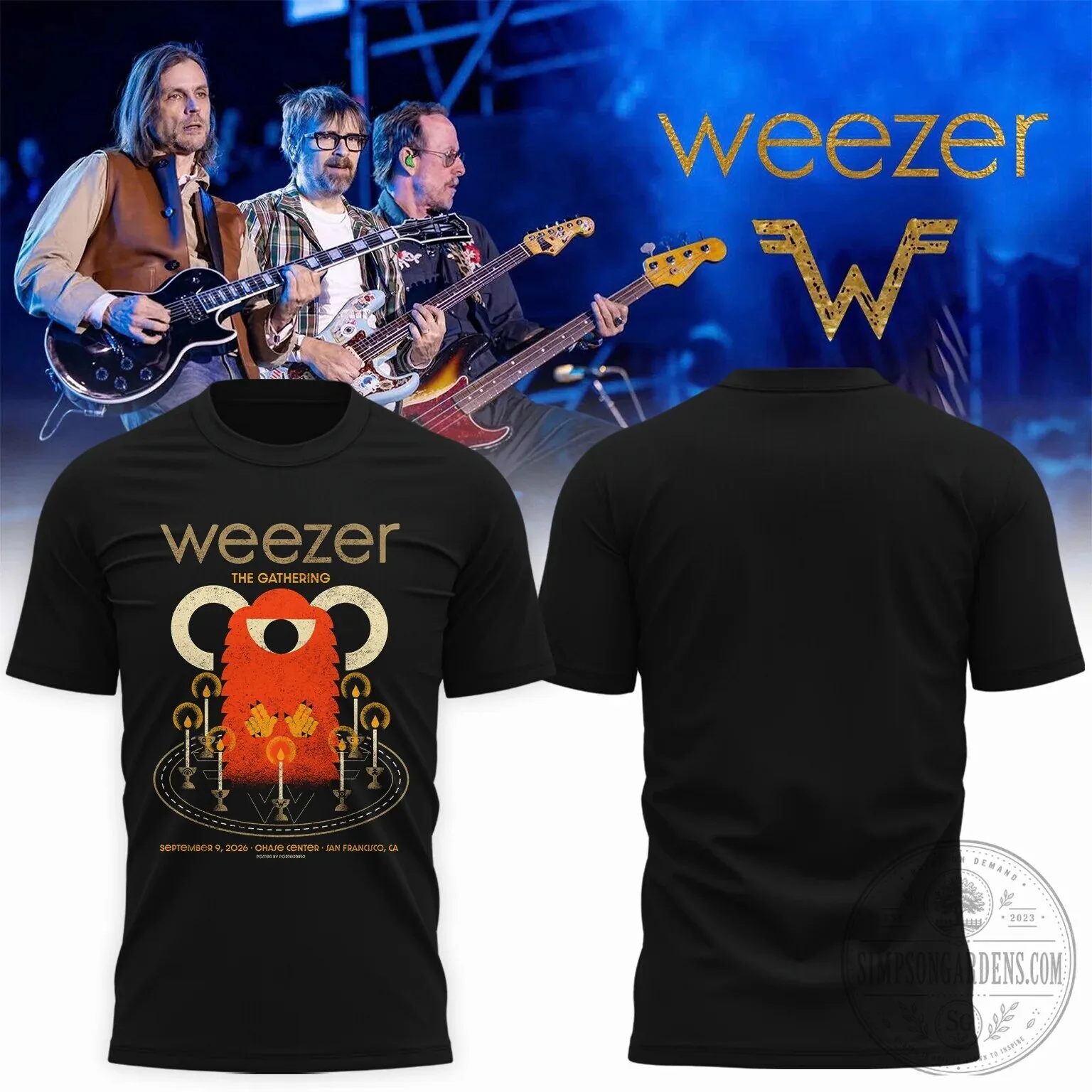 Weezer The Gathering World Wide Tour Black Graphic T-Shirt