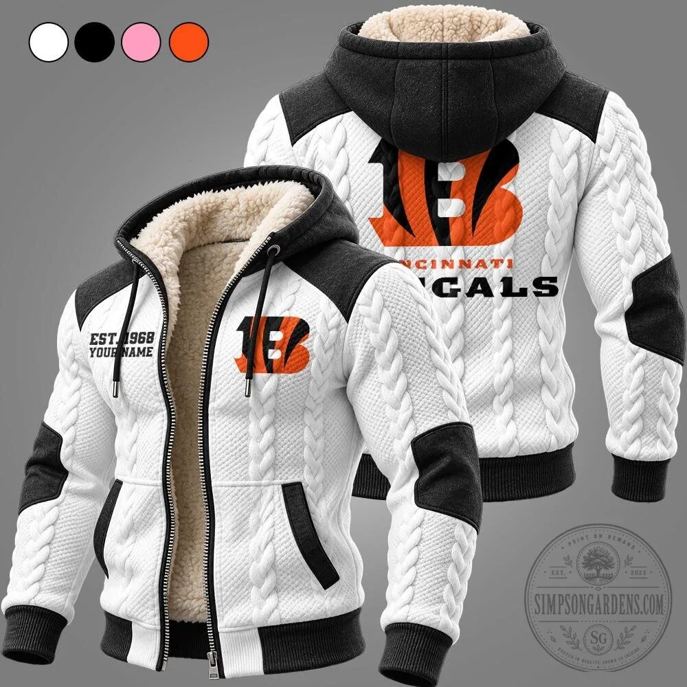 Cincinnati Bengals Sherpa Lined Full Zip Hoodie Jacket