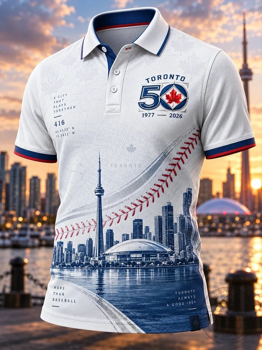 Toronto Blue Jays 50th Anniversary Commemorative Baseball Polo Shirt