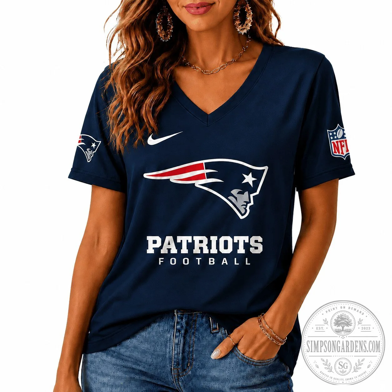 New England Patriots National Football League Women's V-Neck T-Shirt