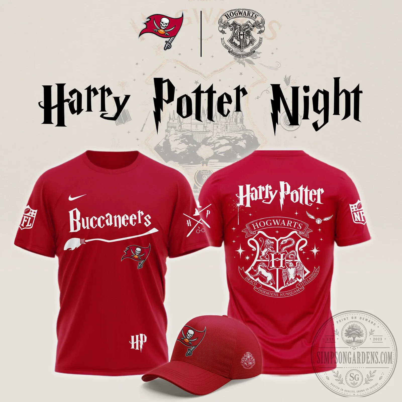 Tampa Bay Buccaneers Harry Potter Night Limited Edition Red T-Shirt