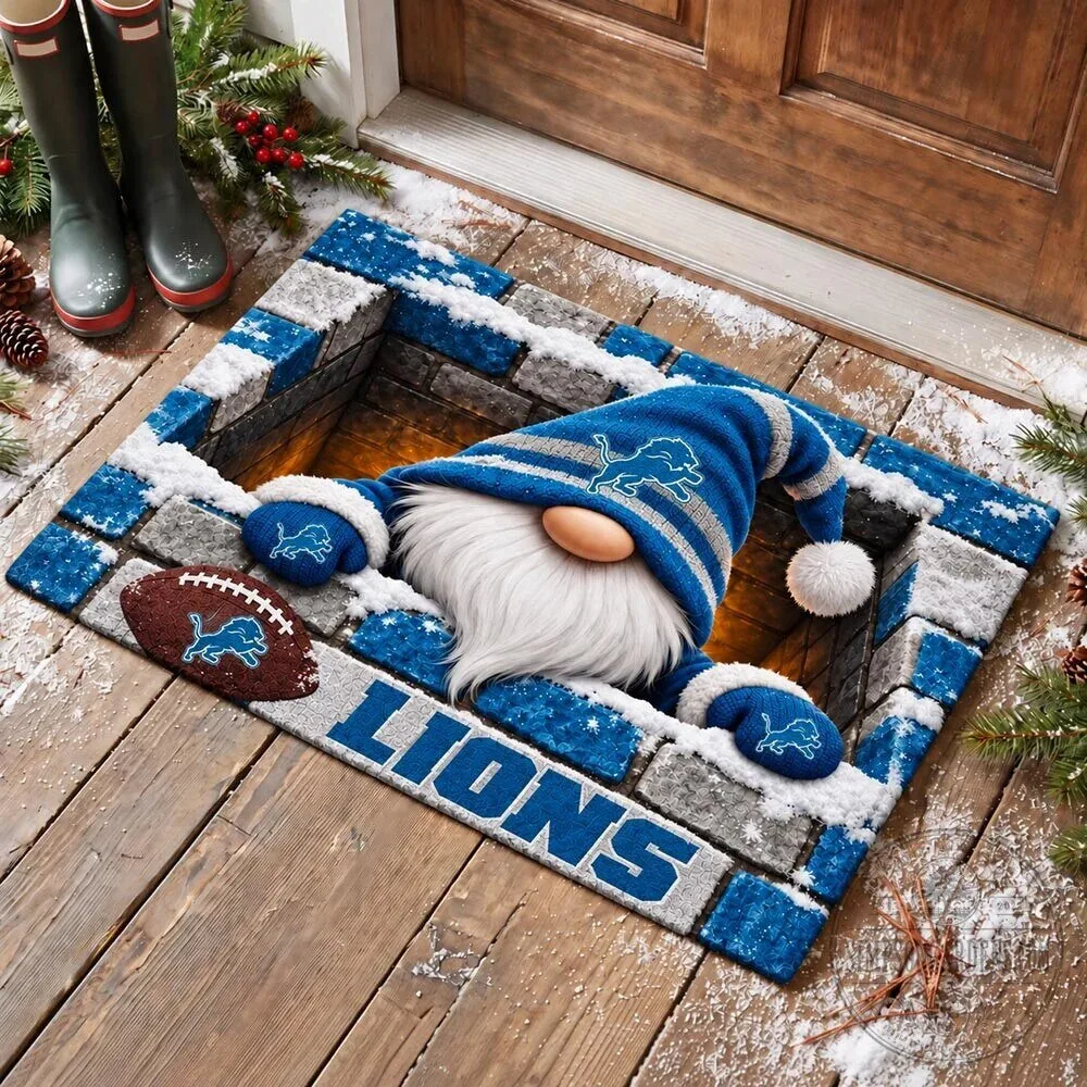 Detroit Lions Football Team Gnome Christmas Doormat 3 Detroit Lions Football Team Gnome Christmas Doormat