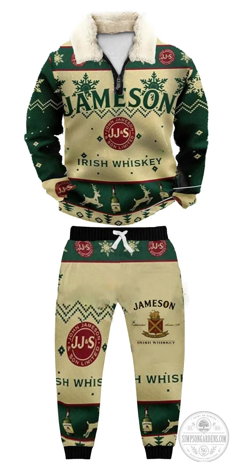 Jameson Irish Whiskey Ugly Christmas Quarter Zip Sweatshirt 1 Jameson Irish Whiskey Ugly Christmas Quarter Zip Sweatshirt
