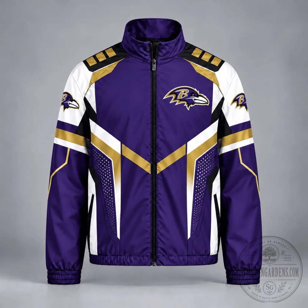 Baltimore Ravens NFL Football Team Purple and Gold Full Zip Track Jacket Baltimore Ravens NFL Football Team Purple and Gold Full Zip Track Jacket