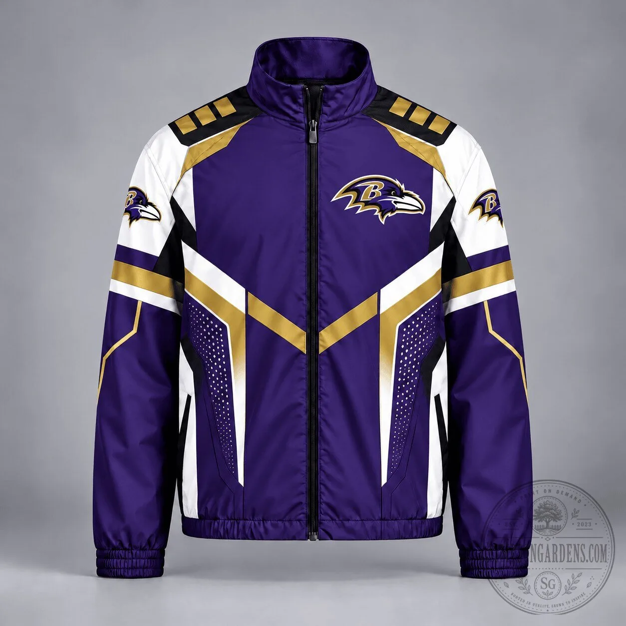 Baltimore Ravens NFL Football Team Purple and Gold Full Zip Track Jacket 2 Baltimore Ravens NFL Football Team Purple and Gold Full Zip Track Jacket