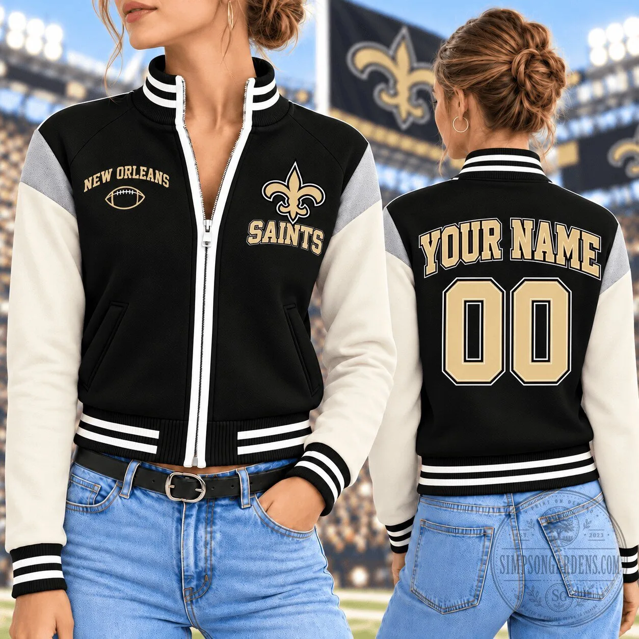 New Orleans Saints Football Team Black and Gold Varsity Jacket 5 New Orleans Saints Football Team Black and Gold Varsity Jacket
