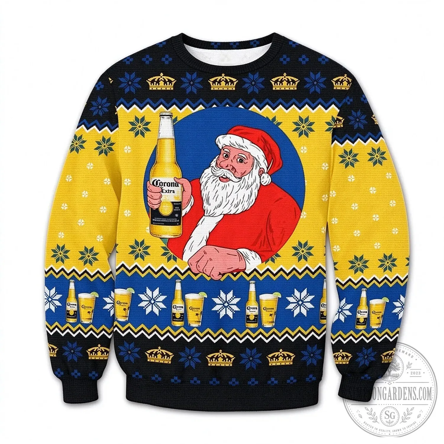 Corona Extra Beer Santa Claus Christmas Holiday Ugly Sweater