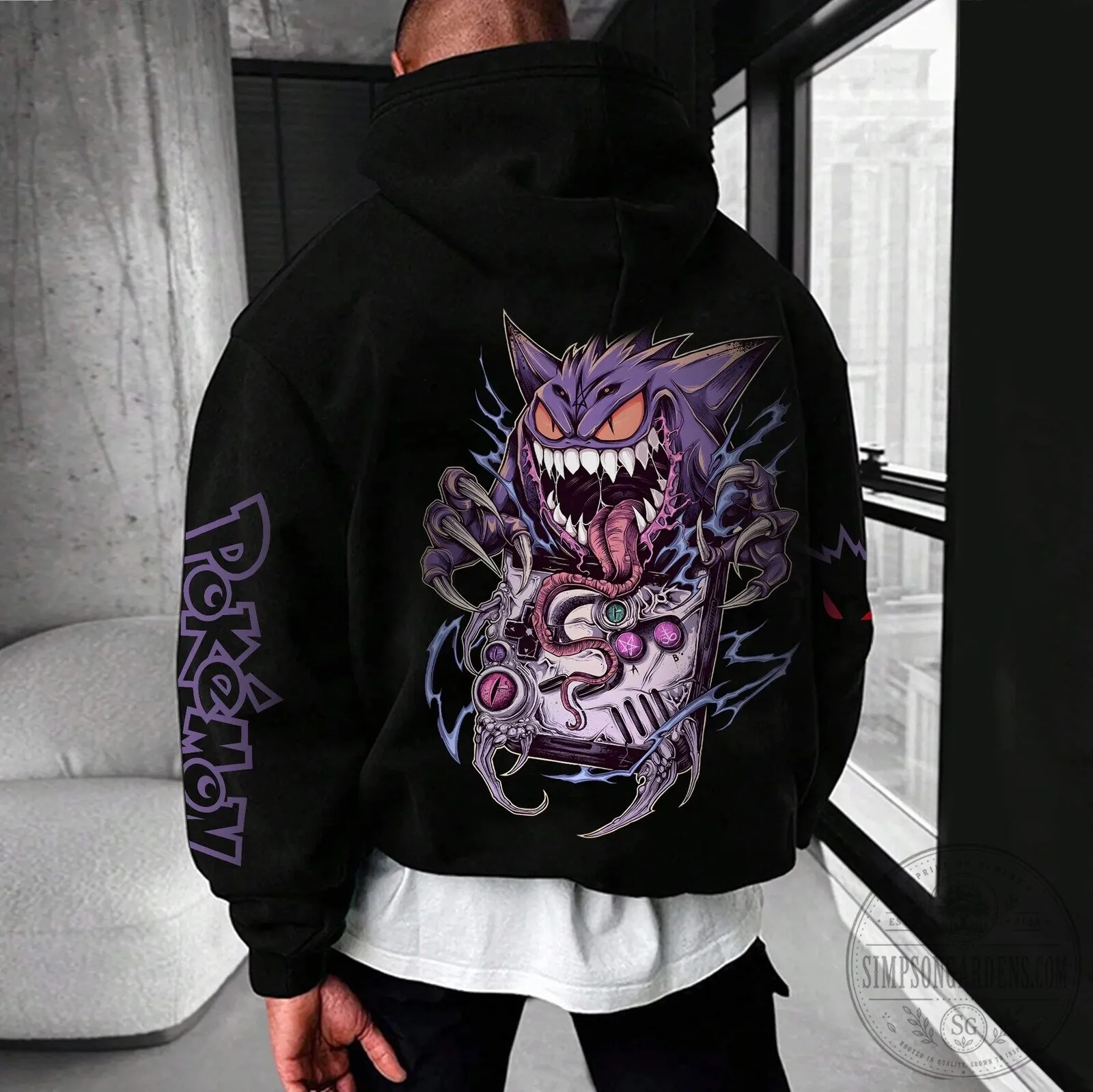 Pokemon Gengar Anime Graphic Black Hoodie 1 Pokemon Gengar Anime Graphic Black Hoodie