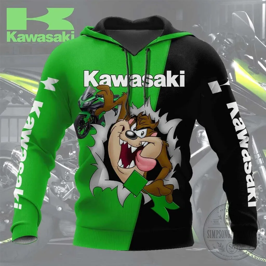 Kawasaki Taz Tasmanian Devil Motorcycle Racing Green Black Hoodie 3 Kawasaki Taz Tasmanian Devil Motorcycle Racing Green Black Hoodie
