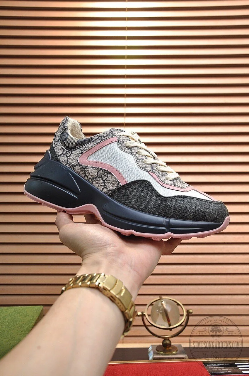 Gucci Monogram Pink and Black Designer Sneakers 8 Gucci Monogram Pink and Black Designer Sneakers